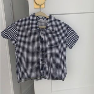 Blue gingham shirt sleeve collared shirt